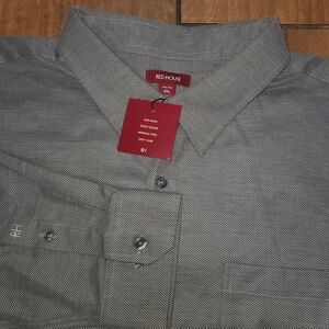 NEW RED HOUSE 3XL dress shirt Gray NON IRON EASY CARE 100% COTTON long sleeve